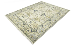 Cream Floral 9X12 Oushak Oriental Rug