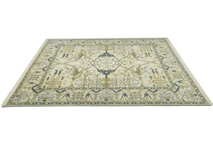 Cream Floral 9X12 Oushak Oriental Rug