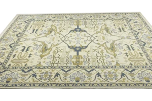 Cream Floral 9X12 Oushak Oriental Rug