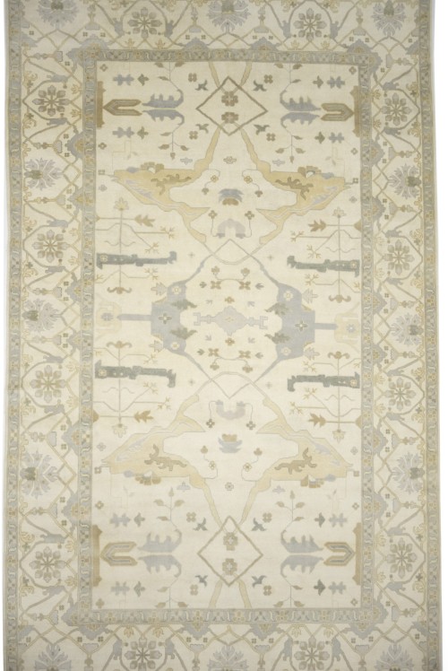 Cream Floral 12X20 Oushak Oriental Rug