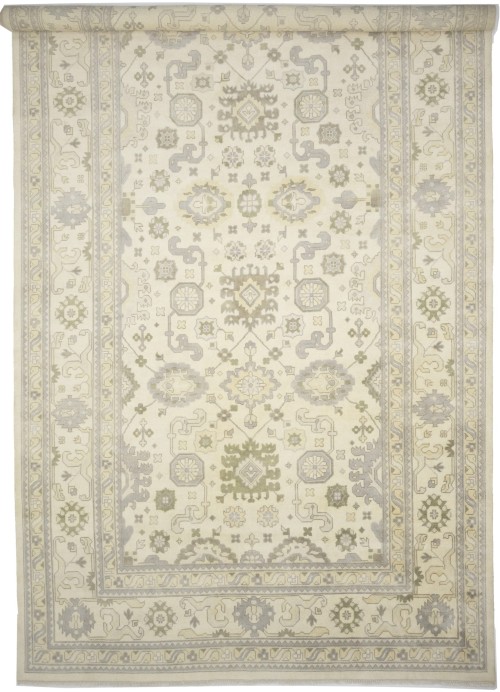 Cream Floral 12X24 Oushak Chobi Oriental Rug