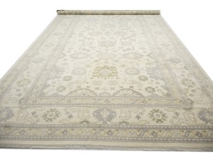 Cream Floral 12X24 Oushak Chobi Oriental Rug