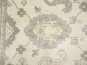 Cream Floral 12X24 Oushak Chobi Oriental Rug