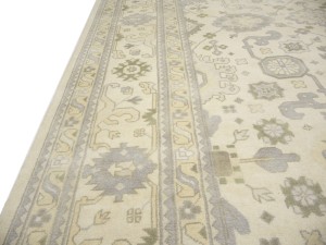 Cream Floral 12X24 Oushak Chobi Oriental Rug