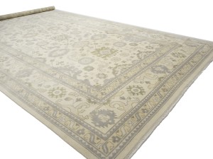Cream Floral 12X24 Oushak Chobi Oriental Rug