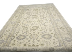 Cream Floral 12X24 Oushak Chobi Oriental Rug