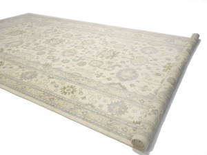 Cream Floral 12X24 Oushak Chobi Oriental Rug