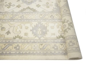 Cream Floral 12X24 Oushak Chobi Oriental Rug