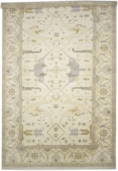 Cream Floral 12X20 Oushak Oriental Rug