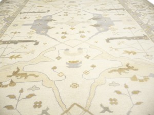 Cream Floral 12X20 Oushak Oriental Rug