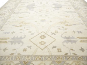 Cream Floral 12X20 Oushak Oriental Rug