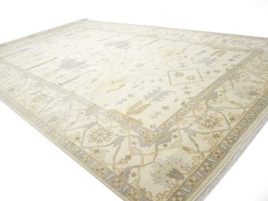 Cream Floral 12X20 Oushak Oriental Rug