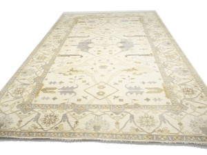 Cream Floral 12X20 Oushak Oriental Rug