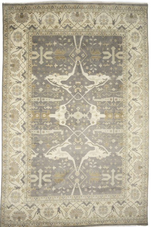 Pastel Brown Floral 12X18 Oushak Oriental Rug