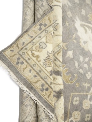 Pastel Brown Floral 12X18 Oushak Oriental Rug