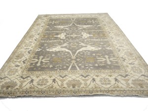 Pastel Brown Floral 12X18 Oushak Oriental Rug