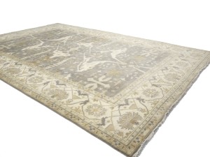 Pastel Brown Floral 12X18 Oushak Oriental Rug