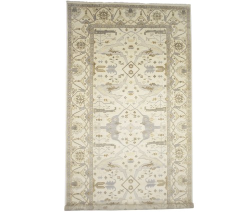 Cream Floral 10X20 Oushak Oriental Rug