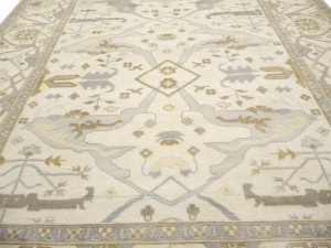 Cream Floral 10X20 Oushak Oriental Rug