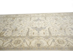 Cream Floral 10X20 Oushak Oriental Rug