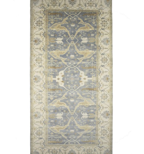 Gray Floral 10X20 Oushak Oriental Rug