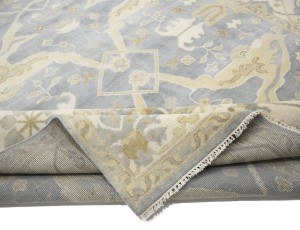 Gray Floral 10X20 Oushak Oriental Rug