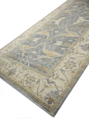 Gray Floral 10X20 Oushak Oriental Rug