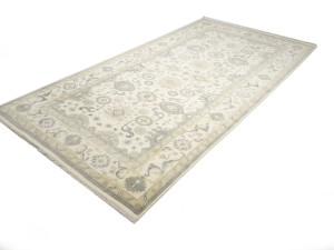 Cream Floral 10X20 Oushak Chobi Oriental Rug