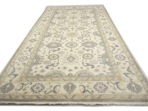 Cream Floral 10X20 Oushak Chobi Oriental Rug