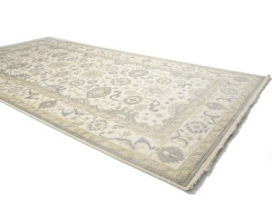Cream Floral 10X20 Oushak Chobi Oriental Rug