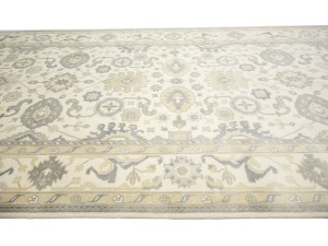 Cream Floral 10X20 Oushak Chobi Oriental Rug