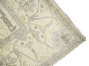 Cream Floral 10X19 Oushak Oriental Rug