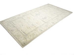 Cream Floral 10X19 Oushak Oriental Rug