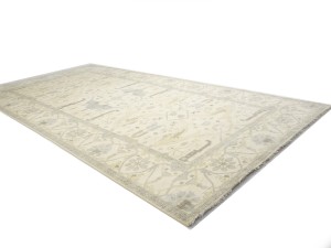 Cream Floral 10X19 Oushak Oriental Rug