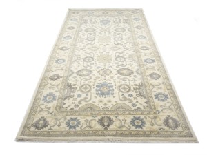 Cream Floral 9X18 Oushak Chobi Oriental Rug