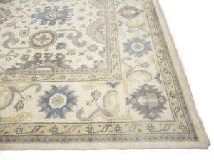 Cream Floral 9X18 Oushak Chobi Oriental Rug