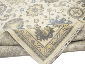Cream Floral 9X18 Oushak Chobi Oriental Rug