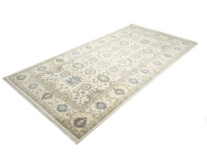 Cream Floral 9X18 Oushak Chobi Oriental Rug