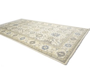 Cream Floral 9X18 Oushak Chobi Oriental Rug