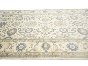 Cream Floral 9X18 Oushak Chobi Oriental Rug