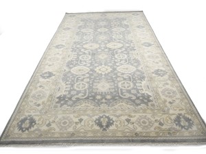 Gray Floral 9X18 Oushak Chobi Oriental Rug