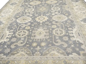 Gray Floral 9X18 Oushak Chobi Oriental Rug