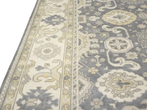 Gray Floral 9X18 Oushak Chobi Oriental Rug
