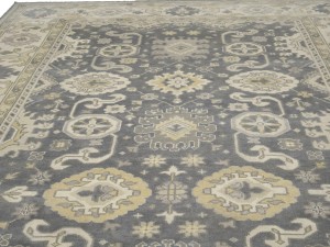 Gray Floral 9X18 Oushak Chobi Oriental Rug