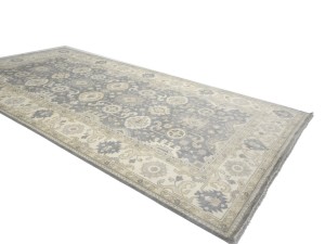 Gray Floral 9X18 Oushak Chobi Oriental Rug