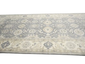 Gray Floral 9X18 Oushak Chobi Oriental Rug