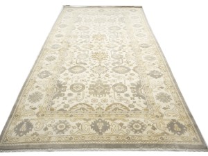 Cream Floral 9X18 Oushak Chobi Oriental Rug