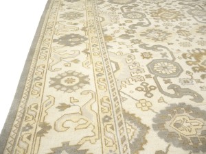 Cream Floral 9X18 Oushak Chobi Oriental Rug