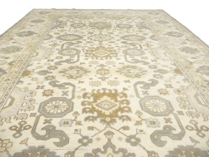 Cream Floral 9X18 Oushak Chobi Oriental Rug