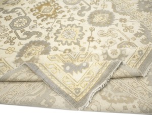 Cream Floral 9X18 Oushak Chobi Oriental Rug